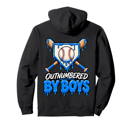 Funny Baseball Mom Outnumbered Drip Hoodie - Novelty Apparel for Adults - T-Shirt, Sweatshirt, Hoodie