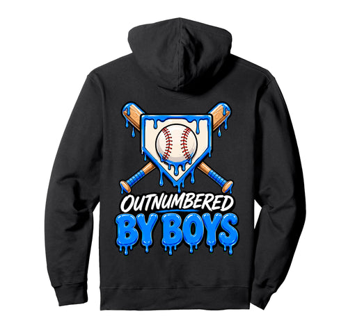 Funny Baseball Mom Outnumbered Drip Hoodie - Novelty Apparel for Adults - T-Shirt, Sweatshirt, Hoodie