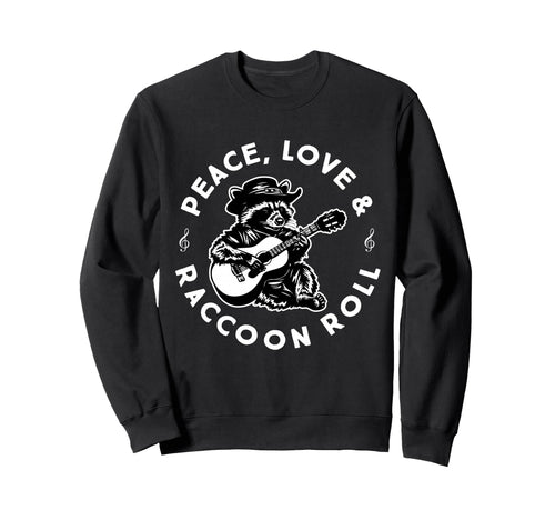 Raccoon Rock And Roll Music Raccoon Sweatshirt - Graphic Print for Adults - T-Shirt, Sweatshirt, Hoodie
