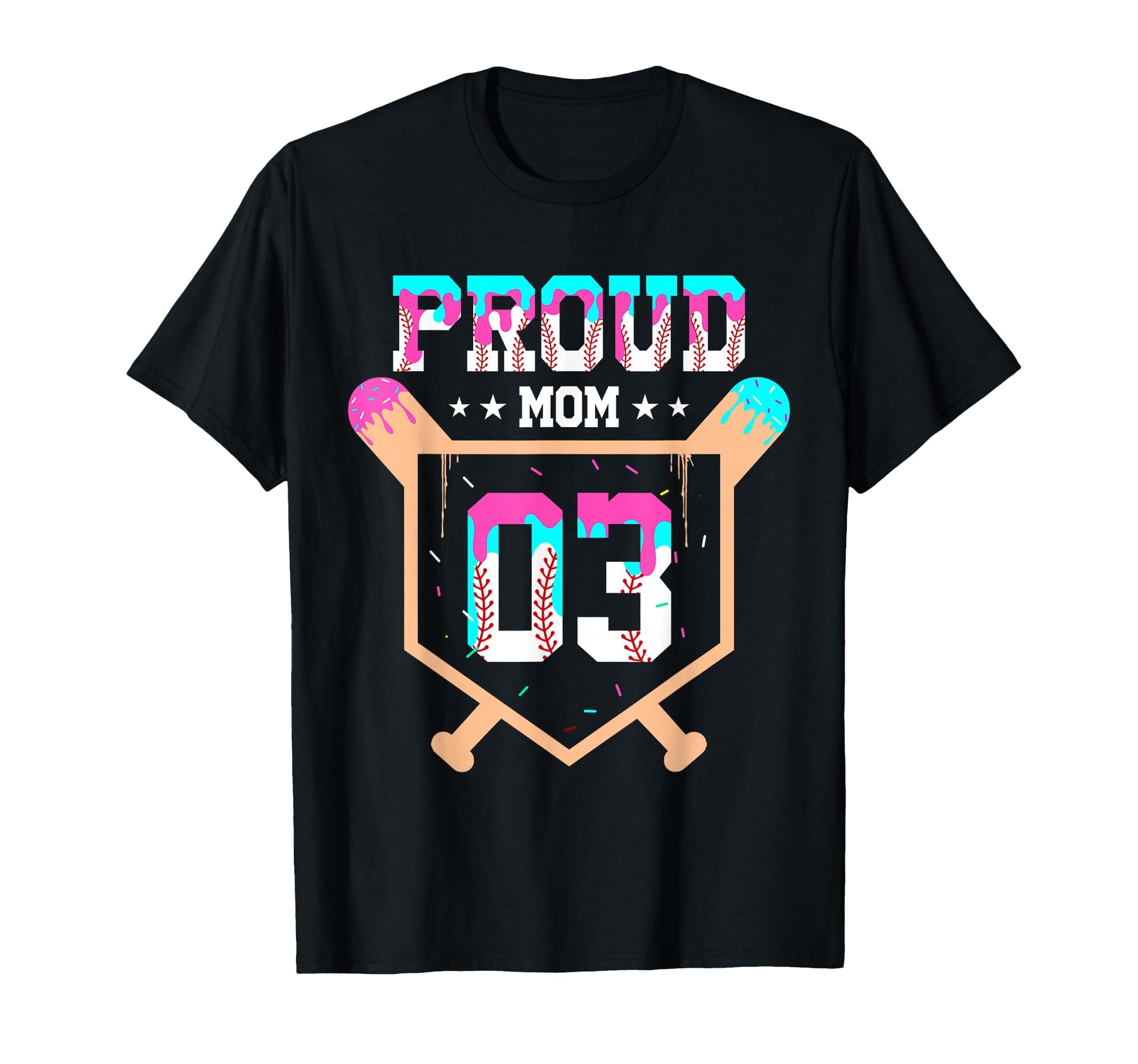 Proud Mom Baseball Player Number 3 Ice T-Shirt - Custom Art Print Unisex - T-Shirt, Sweatshirt, Hoodie