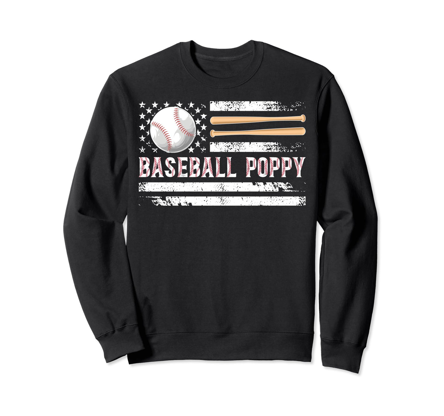 Baseball Poppy Baseball Player Sweatshirt - Custom Art Print for Adults - T-Shirt, Sweatshirt, Hoodie