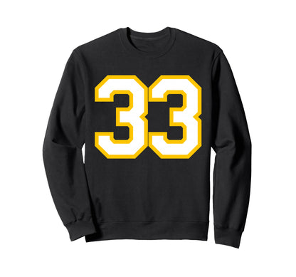 Yellow White Sports Team Number 33 Sweatshirt - Trendy Graphic Unisex - T-Shirt, Sweatshirt, Hoodie