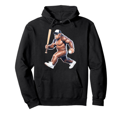 Funny Baseball Player Coach Sasquatch Hoodie - Unique Graphic Men Women - T-Shirt, Sweatshirt, Hoodie