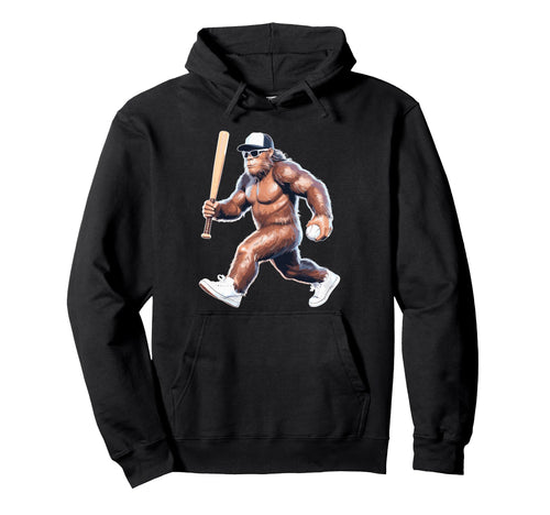Funny Baseball Player Coach Sasquatch Hoodie - Unique Graphic Men Women - T-Shirt, Sweatshirt, Hoodie