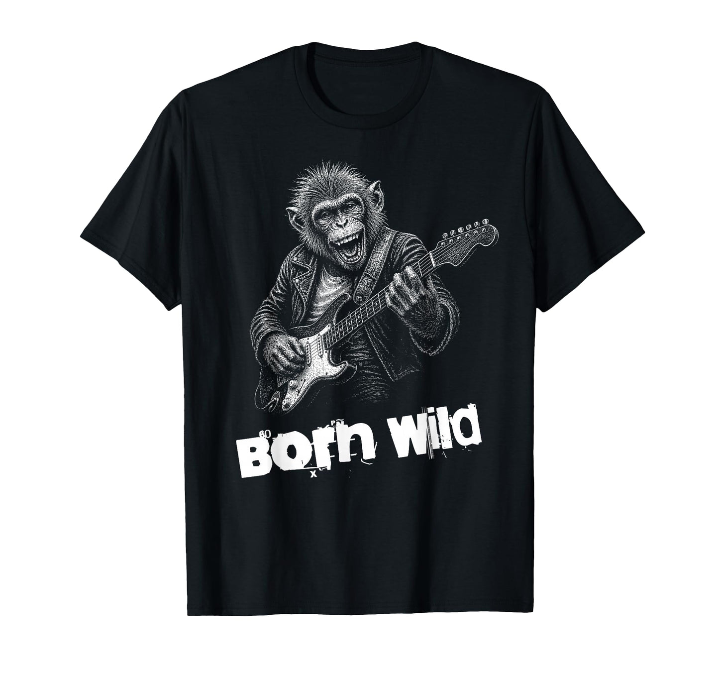 Born Wild Monkey Guitar Funny Animal T-Shirt - Custom Art Print for Adults - T-Shirt, Sweatshirt, Hoodie