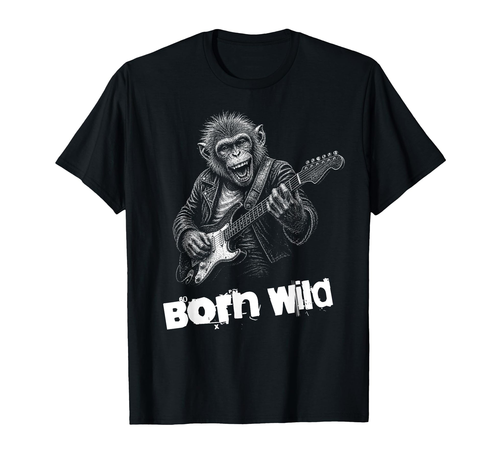 Born Wild Monkey Guitar Funny Animal T-Shirt - Custom Art Print for Adults - T-Shirt, Sweatshirt, Hoodie
