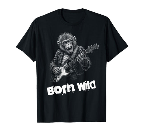 Born Wild Monkey Guitar Funny Animal T-Shirt - Custom Art Print for Adults - T-Shirt, Sweatshirt, Hoodie