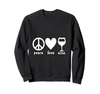 Relaxing Wine Lovers Peace Love Wine Sweatshirt - Minimalist Print Unisex - T-Shirt, Sweatshirt, Hoodie