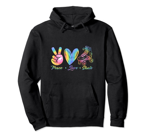 Peace Love Skate Roller Skating Hoodie - Aesthetic Graphic for Adults - T-Shirt, Sweatshirt, Hoodie