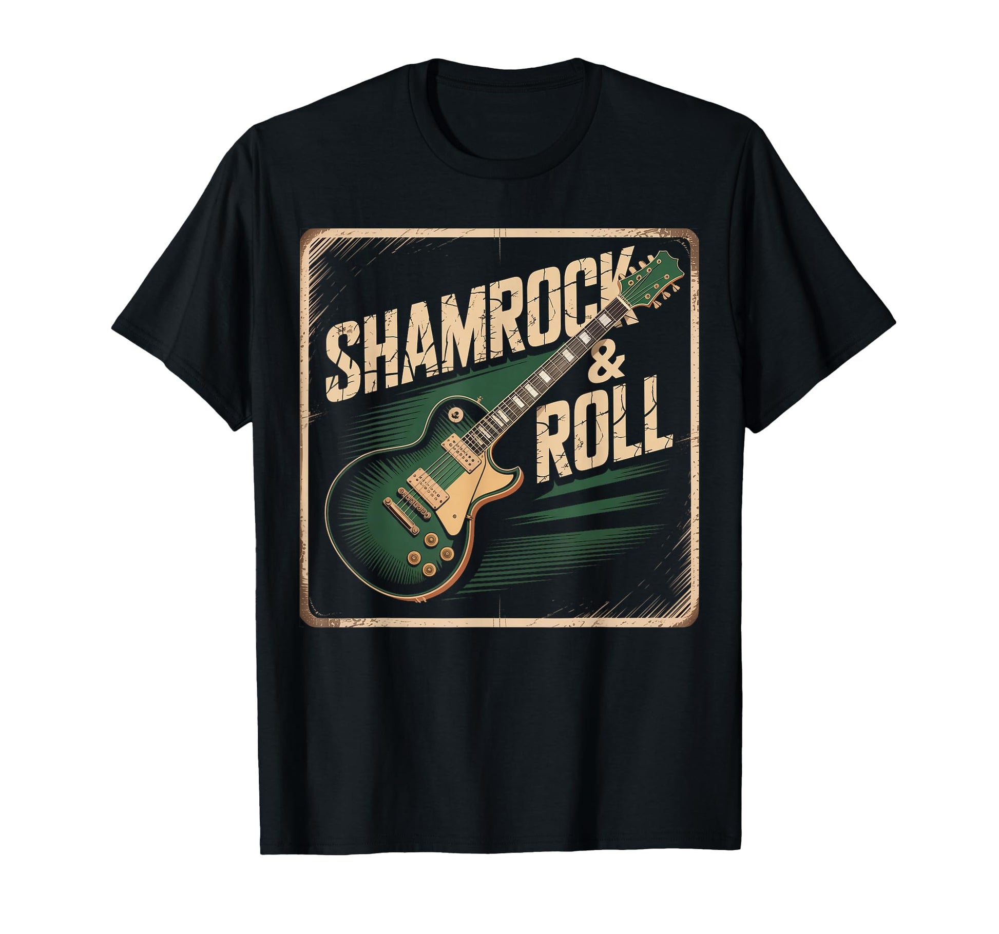 Irish Rock Guitar Shamrock Roll Art T-Shirt - Unique Graphic for Adults - T-Shirt, Sweatshirt, Hoodie
