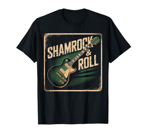 Irish Rock Guitar Shamrock Roll Art T-Shirt - Unique Graphic for Adults - T-Shirt, Sweatshirt, Hoodie