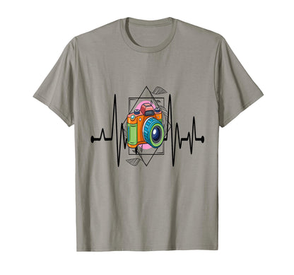 Womens Funny Camera Heartbeat T-Shirt - Minimalist Print Men Women - T-Shirt, Sweatshirt, Hoodie