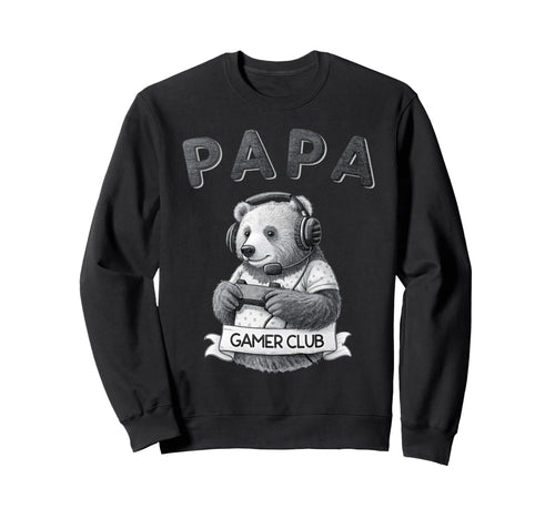 Papa Bear Gamer Club Funny Husband Sweatshirt - Novelty Apparel for Adults - T-Shirt, Sweatshirt, Hoodie