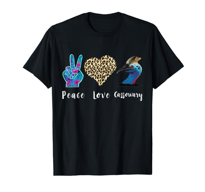 Cassowary Love Peace Leopard T-Shirt - Casual Everyday Wear for Adults - T-Shirt, Sweatshirt, Hoodie