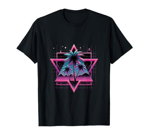 80S Vaporwave Aesthetic Palm Trees T-Shirt - Novelty Apparel Men Women - T-Shirt, Sweatshirt, Hoodie