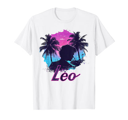 Vaporwave Leo Beach Sunset Aesthetic T-Shirt - Aesthetic Graphic Men Women - T-Shirt, Sweatshirt, Hoodie