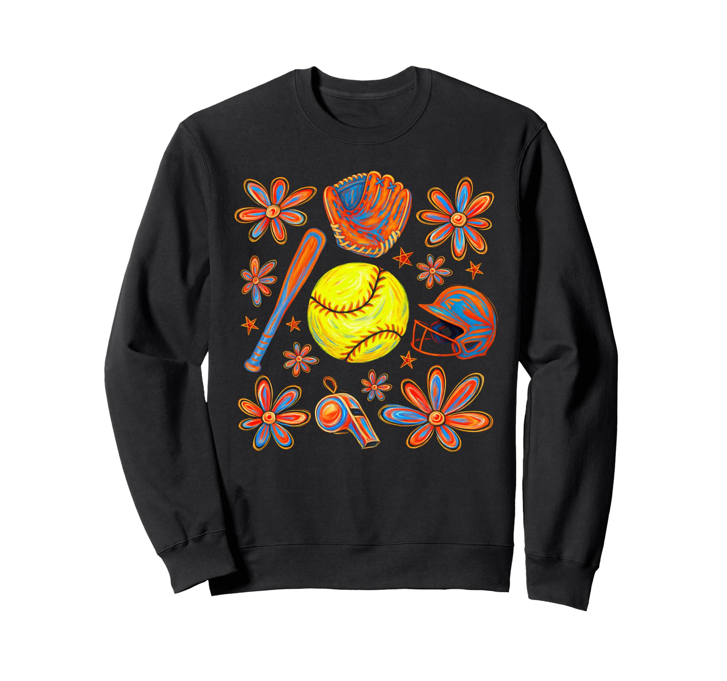 Softball Lover Game Day Floral Sweatshirt - Trendy Graphic Men Women - T-Shirt, Sweatshirt, Hoodie