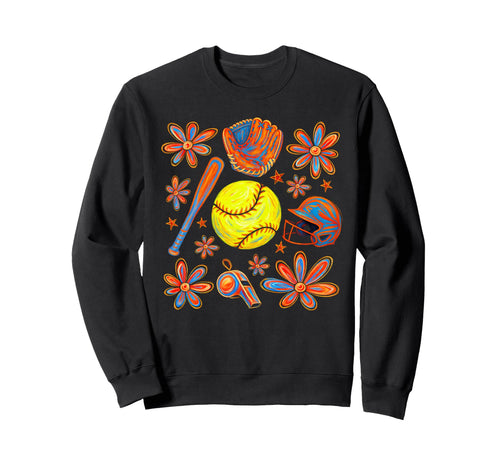 Softball Lover Game Day Floral Sweatshirt - Trendy Graphic Men Women - T-Shirt, Sweatshirt, Hoodie