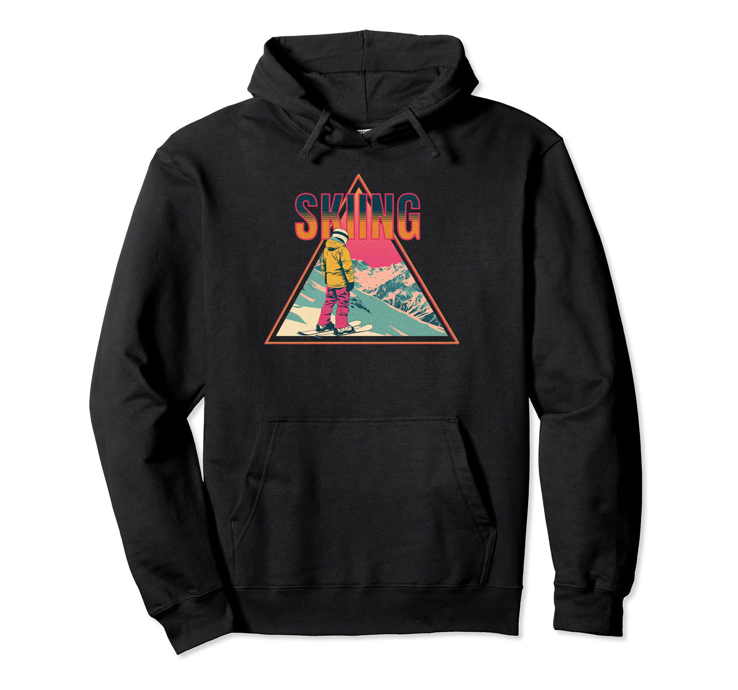 Skiing Mountain Winter Ski Vaporwave Hoodie - Fun Novelty Design for Adults - T-Shirt, Sweatshirt, Hoodie