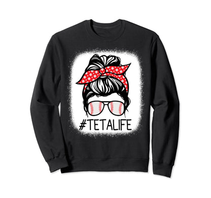Teta Bleached Messy Bun Baseball Sweatshirt - Fun Novelty Design Men Women - T-Shirt, Sweatshirt, Hoodie