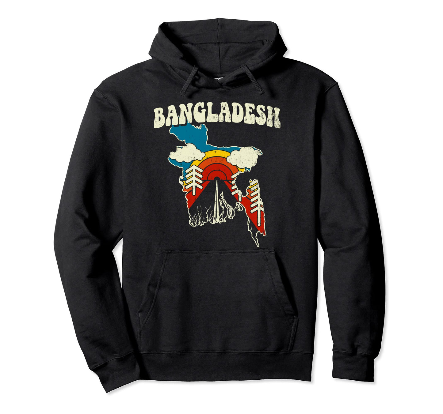 Bangladesh Bengali Country Rainbow 70S Map Hoodie - Minimalist Print Unisex - T-Shirt, Sweatshirt, Hoodie