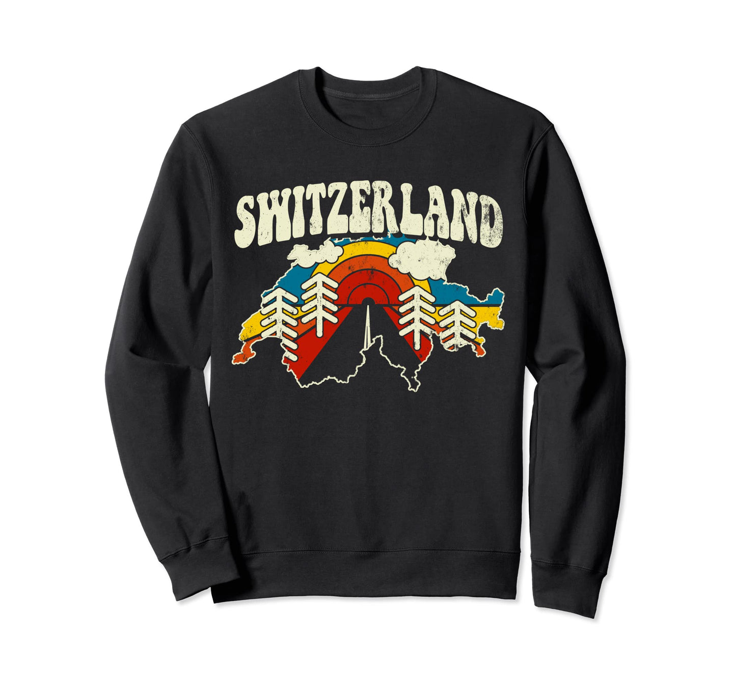 Switzerland Swiss Country Rainbow Sweatshirt - Custom Art Print Unisex - T-Shirt, Sweatshirt, Hoodie