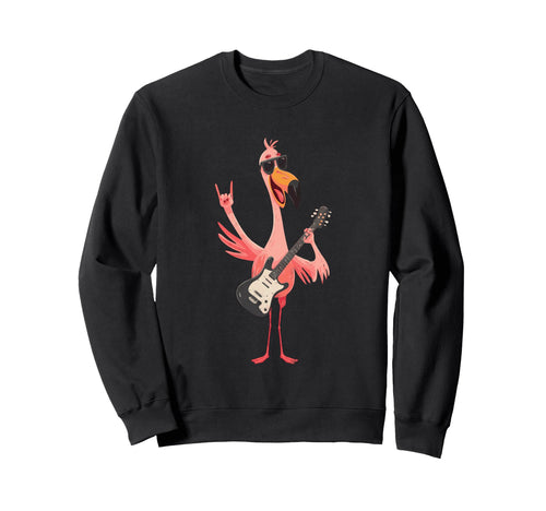 Flamingo Rock Music Funny Bird Sweatshirt - Fun Novelty Design Men Women - T-Shirt, Sweatshirt, Hoodie