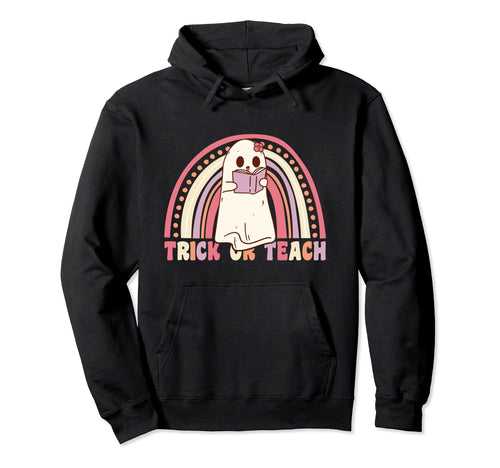 Trick Or Teach Groovy Ghost Rainbow Hoodie - Custom Art Print Men Women - T-Shirt, Sweatshirt, Hoodie