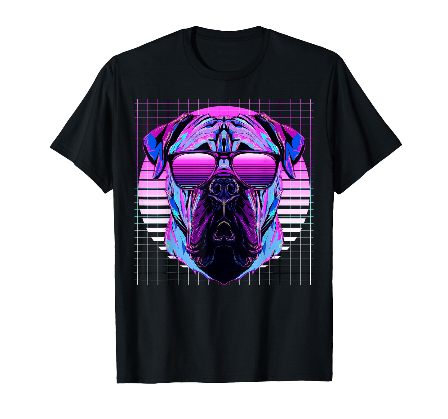 Mastiff Sunglasses Dog Vaporwave T-Shirt - Novelty Apparel for Adults - T-Shirt, Sweatshirt, Hoodie