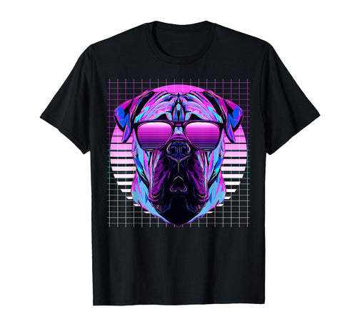 Mastiff Sunglasses Dog Vaporwave T-Shirt - Novelty Apparel for Adults - T-Shirt, Sweatshirt, Hoodie