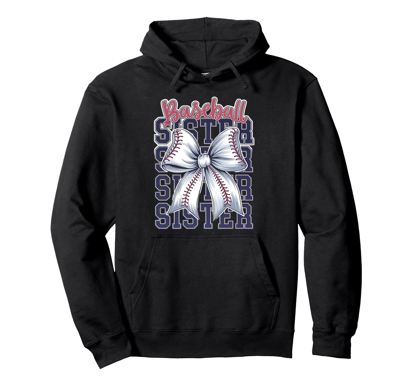 Baseball Sister Coquette Bow Hoodie - Minimalist Print Men Women - T-Shirt, Sweatshirt, Hoodie