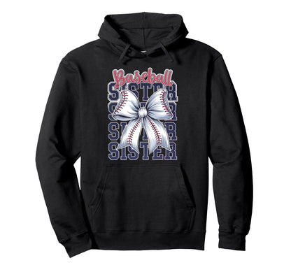 Baseball Sister Coquette Bow Hoodie - Minimalist Print Men Women - T-Shirt, Sweatshirt, Hoodie