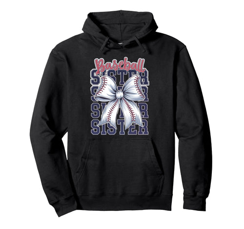 Baseball Sister Coquette Bow Hoodie - Minimalist Print Men Women - T-Shirt, Sweatshirt, Hoodie