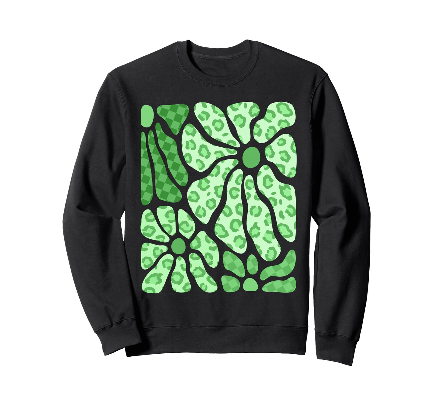St Patricks Day Checkered Leopard Sweatshirt - Custom Art Print Unisex - T-Shirt, Sweatshirt, Hoodie
