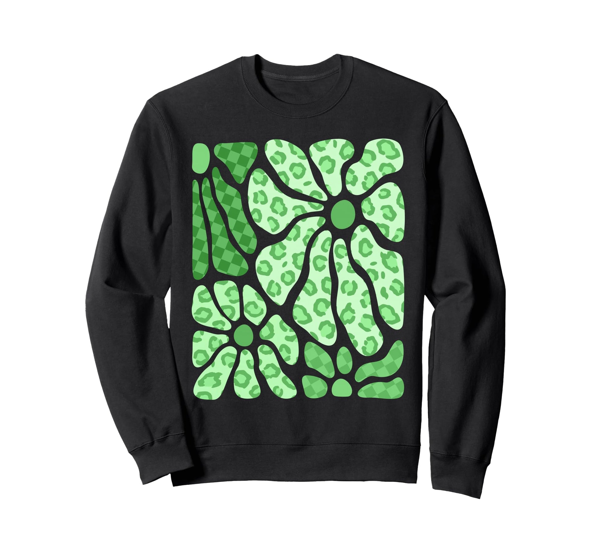 St Patricks Day Checkered Leopard Sweatshirt - Custom Art Print Unisex - T-Shirt, Sweatshirt, Hoodie