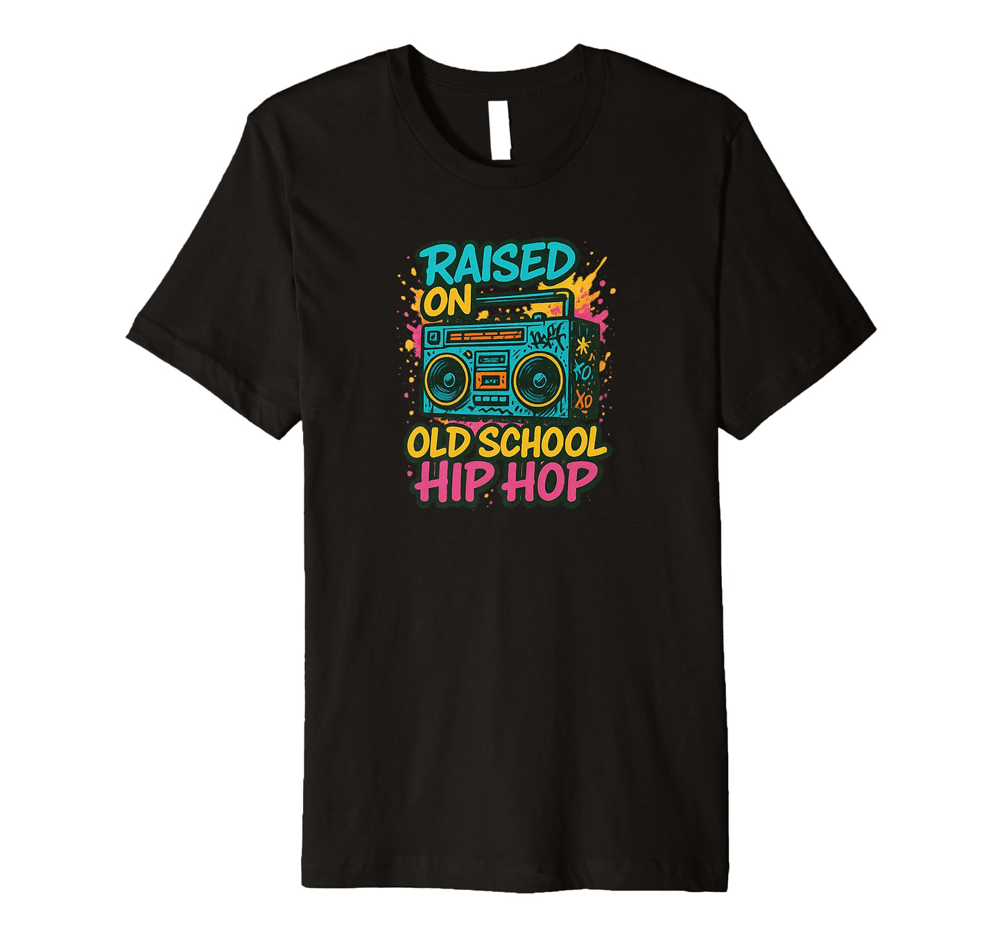 Raised Old School Hip Hop Boombox Music T-Shirt - Trendy Graphic for Adults - T-Shirt, Sweatshirt, Hoodie