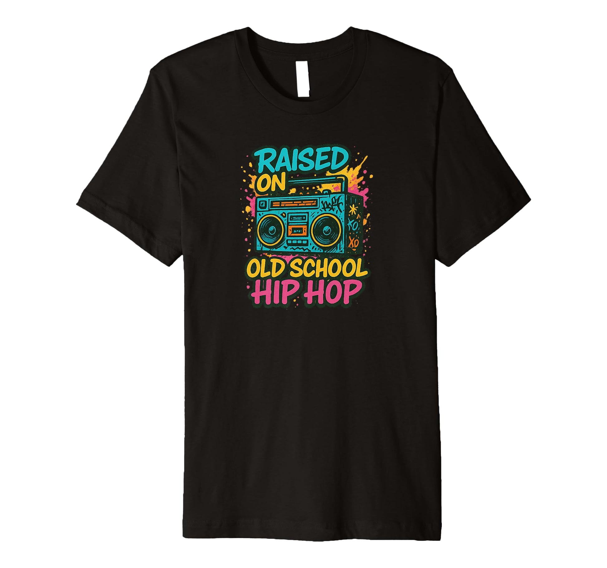 Raised Old School Hip Hop Boombox Music T-Shirt - Trendy Graphic for Adults - T-Shirt, Sweatshirt, Hoodie