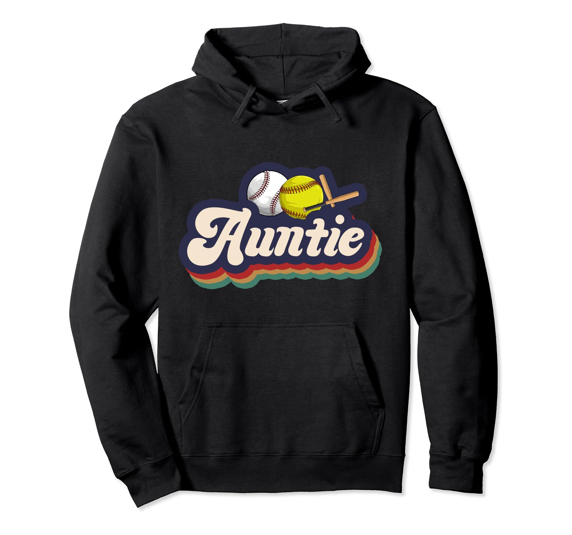 Baseball Softball Auntie Softball Hoodie - Graphic Print for Adults - T-Shirt, Sweatshirt, Hoodie