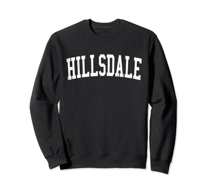 Hillsdale Nj Distressed White Varsity Sweatshirt - Trendy Graphic Men Women - T-Shirt, Sweatshirt, Hoodie