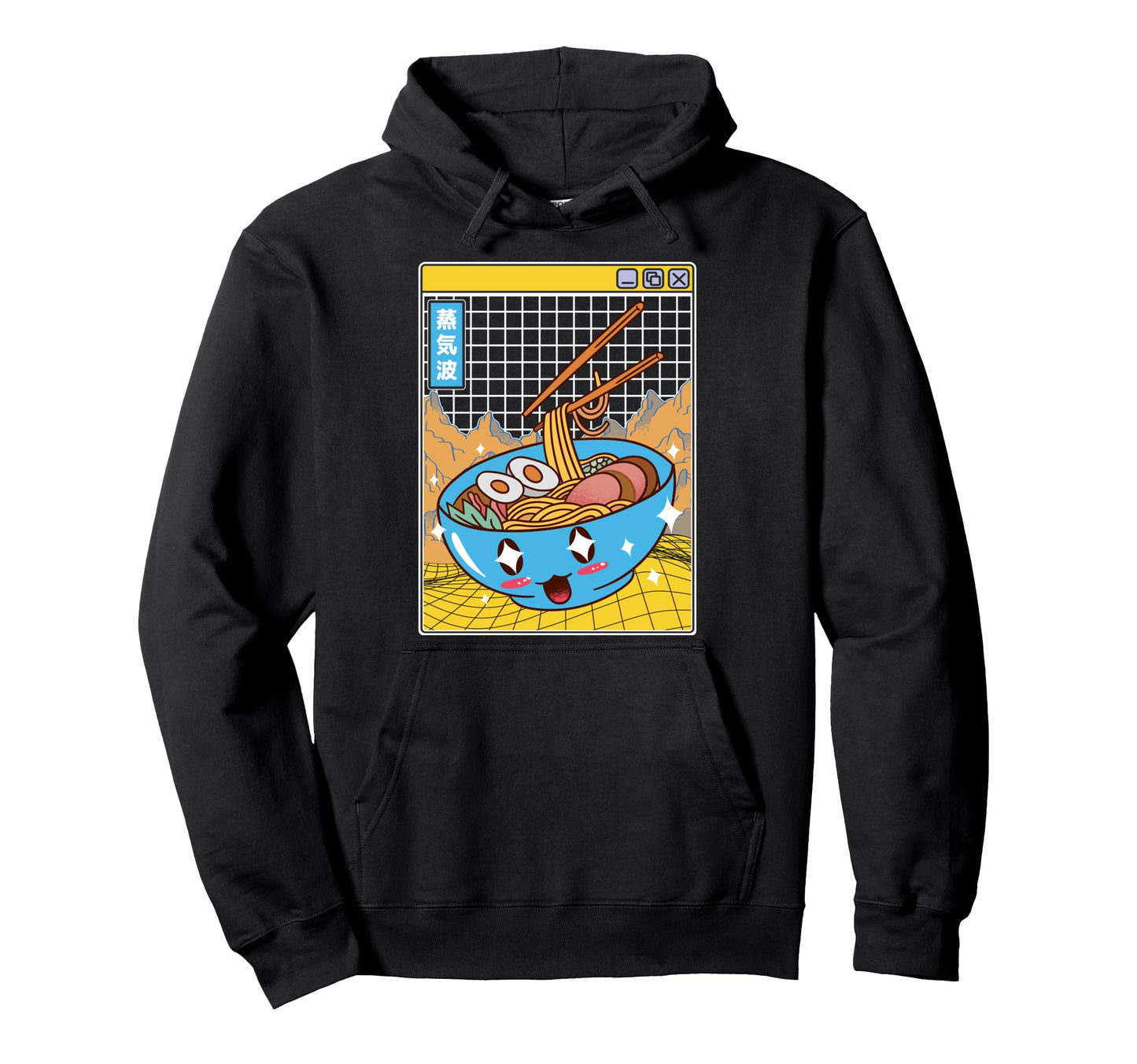 Happy Ramen Bowl Digital Japan Otaku Hoodie - Fun Novelty Design Unisex - T-Shirt, Sweatshirt, Hoodie