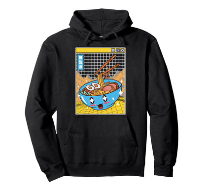 Happy Ramen Bowl Digital Japan Otaku Hoodie - Fun Novelty Design Unisex - T-Shirt, Sweatshirt, Hoodie