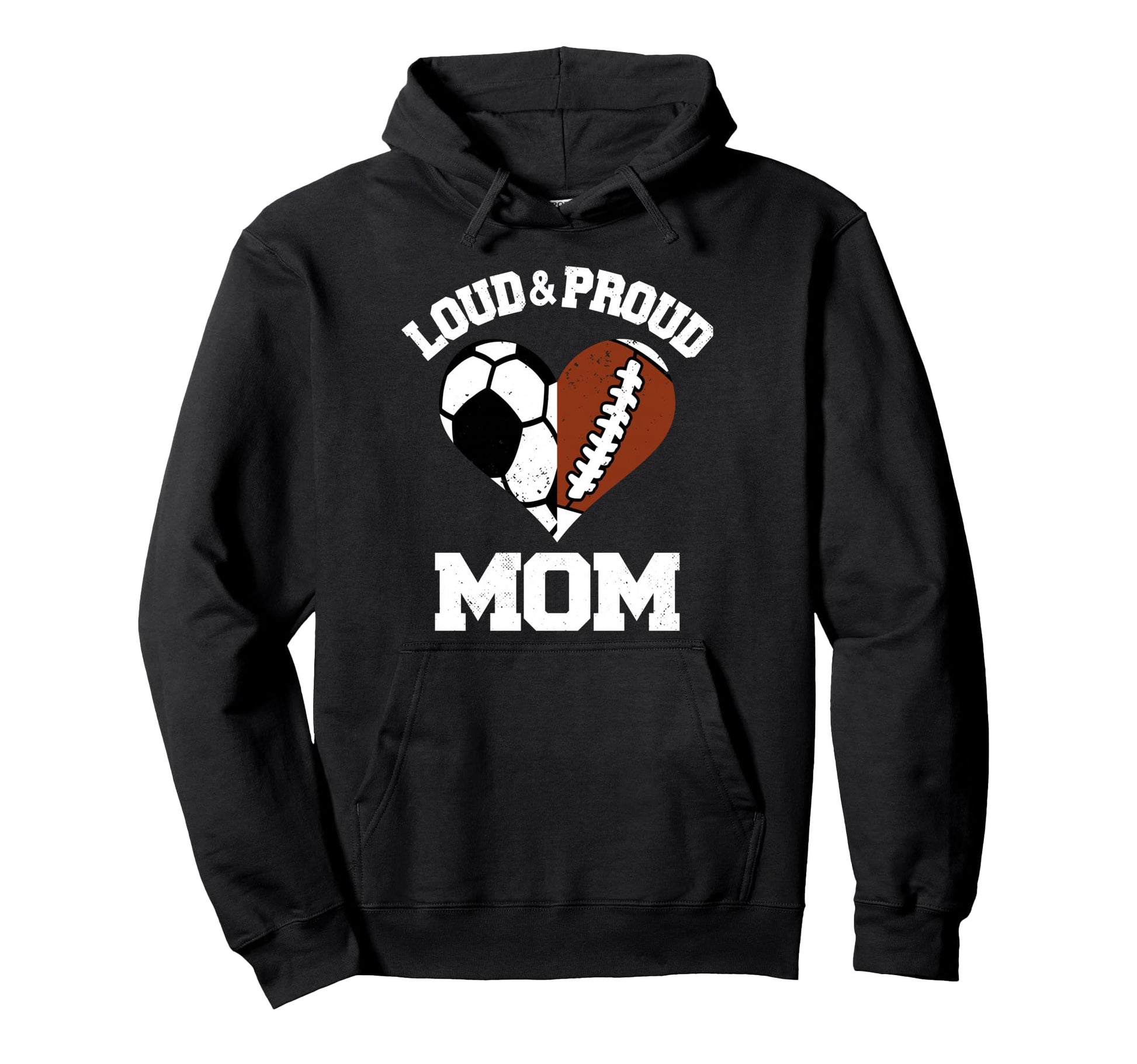 Loud Proud Mom Soccer Football Heart Hoodie - Minimalist Print Unisex - T-Shirt, Sweatshirt, Hoodie