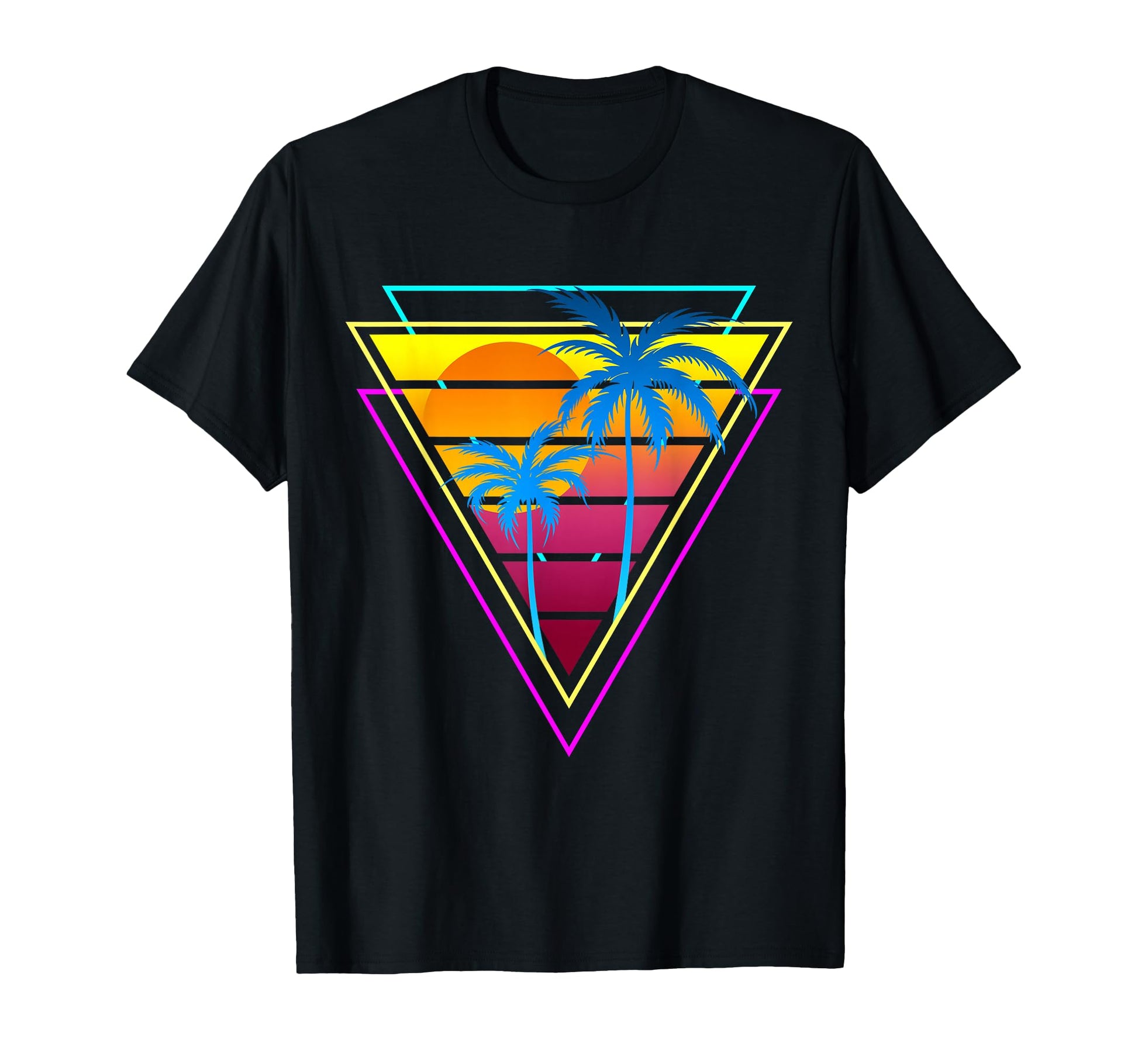 1980S 1990S Vaporwave Palm Trees T-Shirt - Fun Novelty Design for Adults - T-Shirt, Sweatshirt, Hoodie