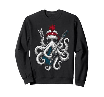 Funny Octopus Playing Guitar Usa Sweatshirt - Custom Art Print Men Women - T-Shirt, Sweatshirt, Hoodie