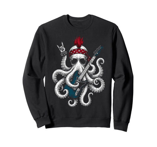 Funny Octopus Playing Guitar Usa Sweatshirt - Custom Art Print Men Women - T-Shirt, Sweatshirt, Hoodie