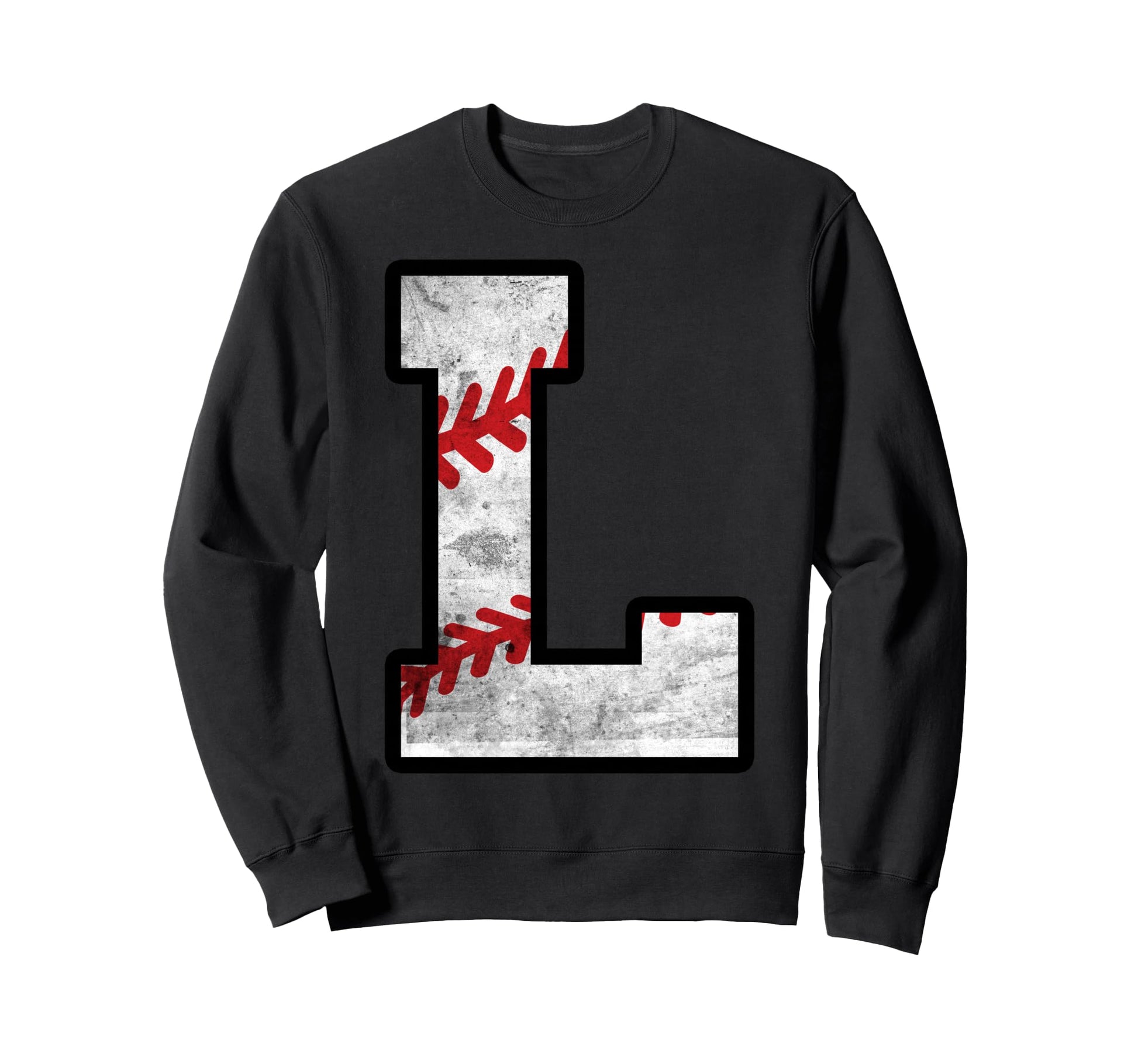 Distressed Baseball Letter L Sweatshirt - Novelty Apparel Unisex - T-Shirt, Sweatshirt, Hoodie
