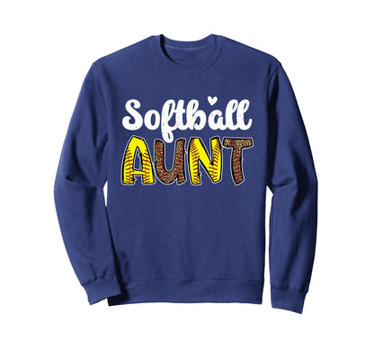 Softball Aunt Leopard Softball Sweatshirt - Streetwear Style for Adults - T-Shirt, Sweatshirt, Hoodie