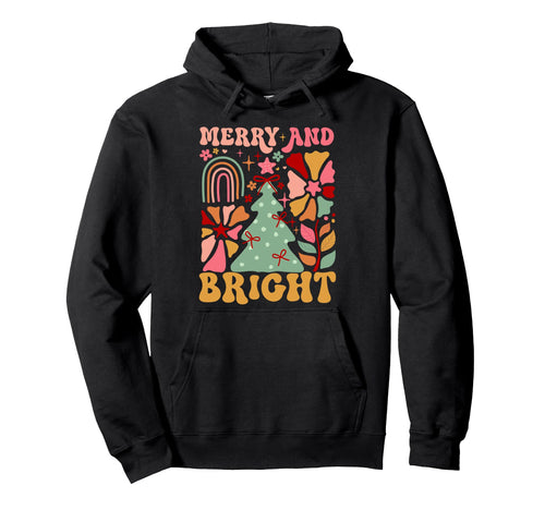 Womens Merry And Bright Holiday Boho Hoodie - Custom Art Print for Adults - T-Shirt, Sweatshirt, Hoodie