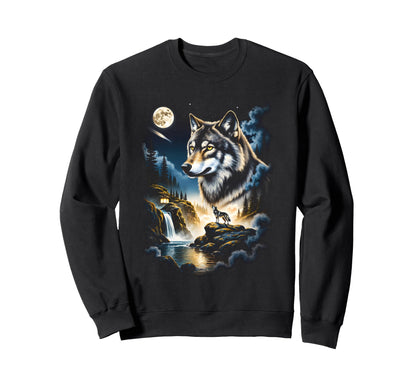 Grunge Howling Wolf 90S Nature Galaxy Sweatshirt - Aesthetic Graphic Unisex - T-Shirt, Sweatshirt, Hoodie
