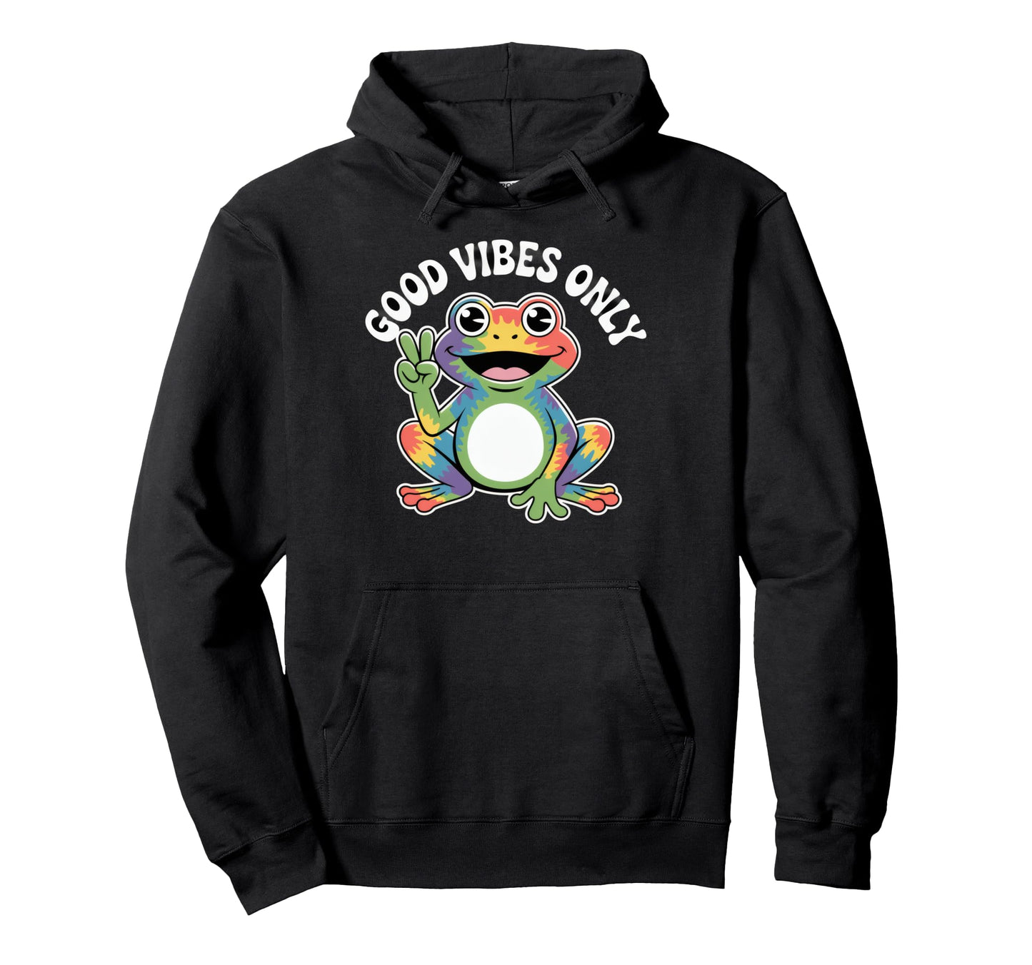 Good Vibes Only Rainbow Frog Hoodie - Casual Everyday Wear Men Women - T-Shirt, Sweatshirt, Hoodie